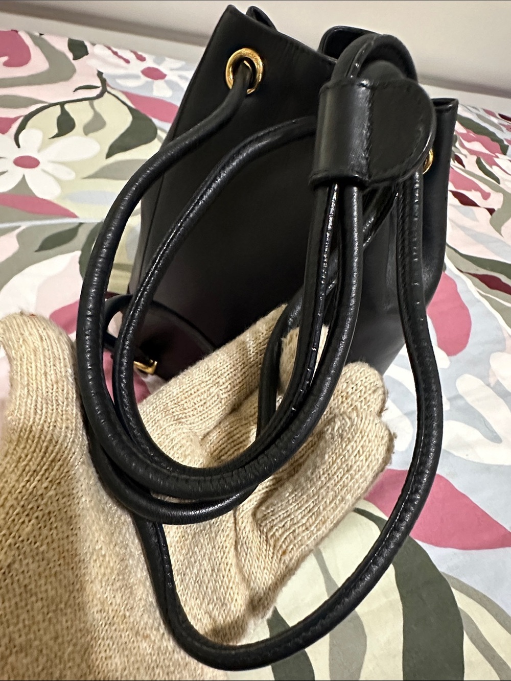 Salvatore Ferragamo Black Leather Drawstring Mini Bucket/Backpack - Picture 11 of 15